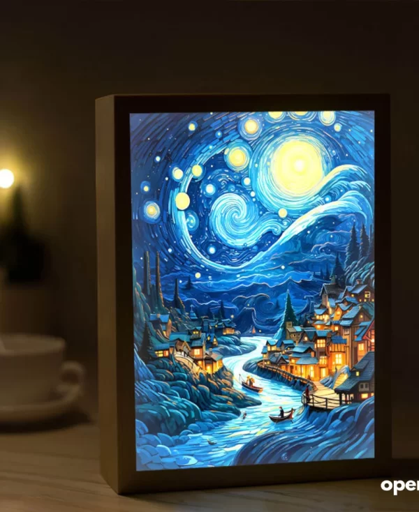 Van Gogh Meets Anime: LED-Lichtkunstwerk – Stilvolle Wanddekoration und Nachtlicht